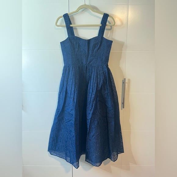 NWT French Connection Embroidered Strappy Midi Dress in Midnight Blue - Picture 5 of 17